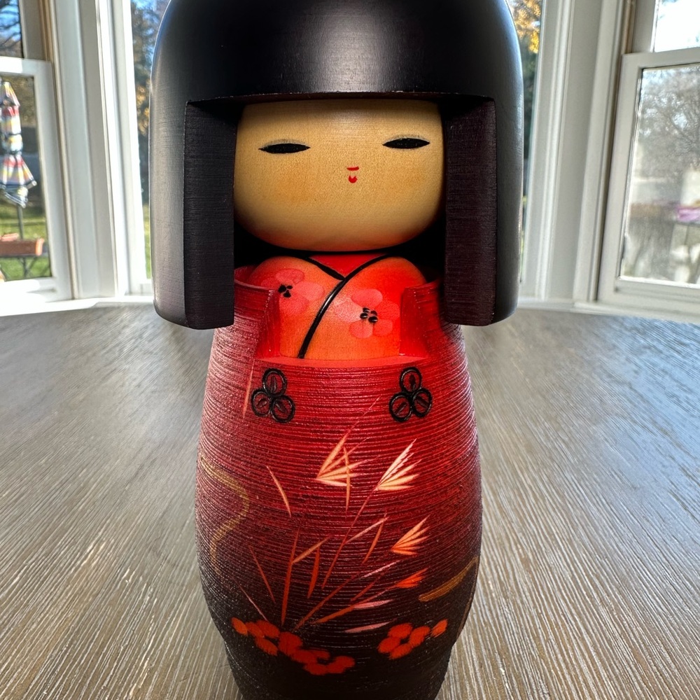 Vintage 7.5" Wooden “Michiyuki” Japanese Kokeshi Doll by Masai/Shoei Fujikawa